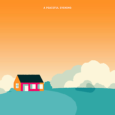 구름 일러스트 주택 풍경 사람없음 평화 노을 주황색 일몰 저녁 언덕 카피스페이스 국내일러스트 AI파일 자연요소 컬러 컨셉 건물 공백 야간 파일형식 벡터