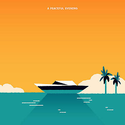 구름 물결 요트 일러스트 풍경 해변 사람없음 야자수 평화 노을 주황색 일몰 저녁 강가 카피스페이스 국내일러스트 AI파일 자연요소 나무 바다 컬러 컨셉 배_교통 강 공백 야간 파일형식 벡터