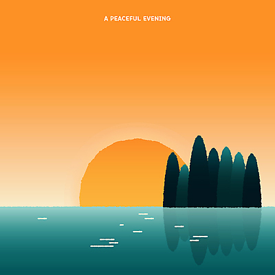 물결 일러스트 풍경 해변 사람없음 평화 노을 주황색 일몰 저녁 강가 카피스페이스 국내일러스트 AI파일 자연요소 바다 컬러 컨셉 강 공백 야간 파일형식 벡터