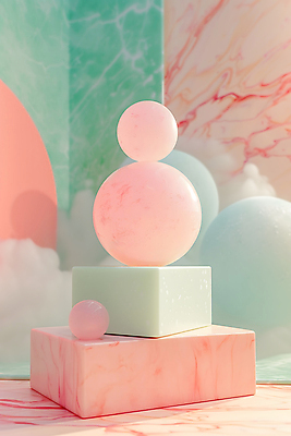 JPG 구름 편집이미지 사람없음 인테리어 컬러풀 사각형 화려 구슬 입체 대리석 버블 마블링 파스텔톤 편집실사 AI컴퓨터그래픽 AI콘텐츠 자연요소 도형 디자인 컬러 컨셉 재료 CG 파일형식