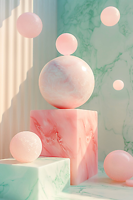 JPG 편집이미지 사람없음 인테리어 컬러풀 사각형 화려 구슬 입체 대리석 버블 마블링 파스텔톤 편집실사 AI컴퓨터그래픽 AI콘텐츠 도형 디자인 컬러 컨셉 재료 CG 파일형식