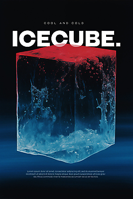 PSD 편집이미지 포스터 타이포그라피 사람없음 여름 파란색 얼음 투명 시원함 큐브 오브젝트 이미지편집 자연요소 문자 계절 컬러 파일형식