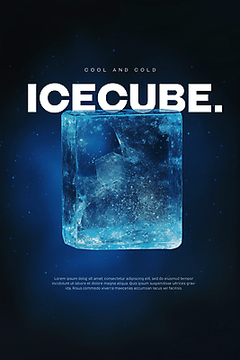 PSD 편집이미지 포스터 타이포그라피 사람없음 여름 파란색 얼음 투명 시원함 큐브 오브젝트 이미지편집 자연요소 문자 계절 컬러 파일형식
