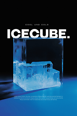 PSD 편집이미지 포스터 타이포그라피 사람없음 여름 파란색 얼음 투명 시원함 큐브 오브젝트 이미지편집 자연요소 문자 계절 컬러 파일형식