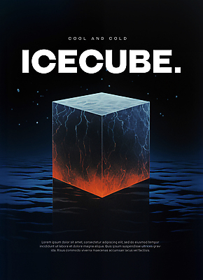 PSD 편집이미지 포스터 타이포그라피 사람없음 여름 파란색 얼음 투명 시원함 큐브 오브젝트 이미지편집 자연요소 문자 계절 컬러 파일형식