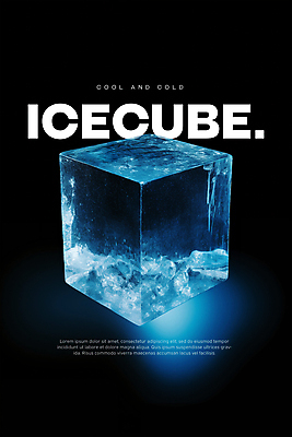 PSD 편집이미지 포스터 타이포그라피 사람없음 여름 파란색 얼음 투명 시원함 큐브 오브젝트 이미지편집 자연요소 문자 계절 컬러 파일형식