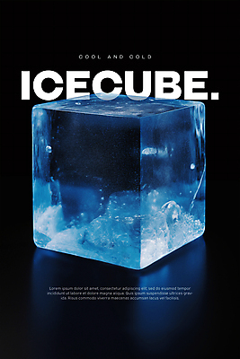 PSD 편집이미지 포스터 타이포그라피 사람없음 여름 파란색 얼음 투명 시원함 큐브 오브젝트 이미지편집 자연요소 문자 계절 컬러 파일형식
