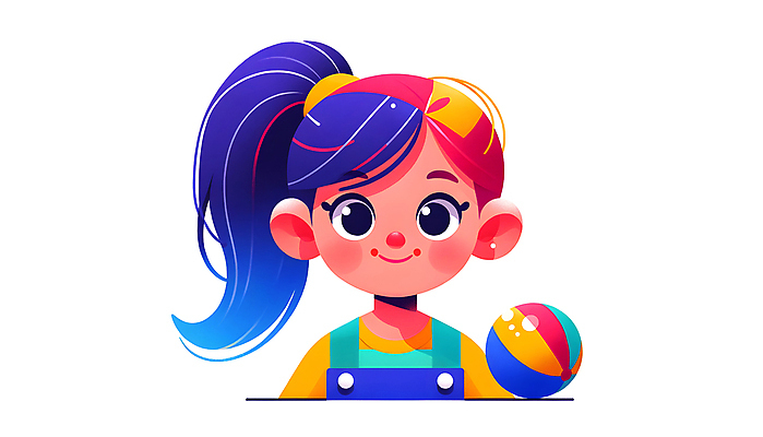 JPG 캐릭터 여자 교육 어린이 일러스트 공 상상 아이디어 한명 미소 소녀 컬러풀 창의력 소녀한명만 일러캐릭터 AI일러스트 AI콘텐츠 1 컬러 컨셉 표정 사람 여자한명만 소녀만 파일형식