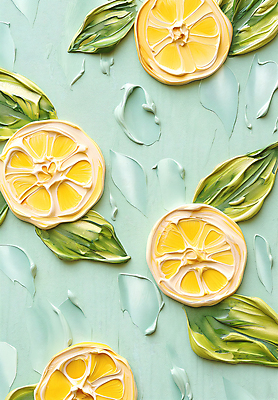 JPG 편집이미지 예술 잎 사람없음 노란색 레몬 그림 질감 아크릴물감 편집실사 식물 컬러 과일 물감 CG 파일형식