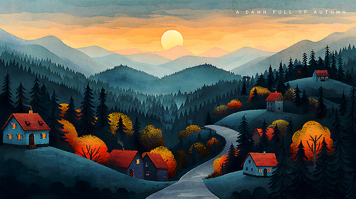 PSD 나무 편집이미지 길 자연 산 주택 풍경 사람없음 태양 마을 일출 새벽 가을 시골 숲 언덕 이미지편집 자연요소 식물 계절 건물 노을 생태계 파일형식