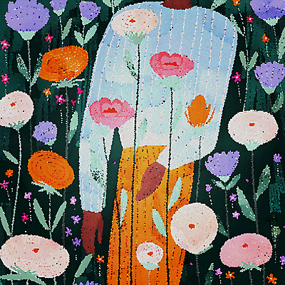 JPG 여자 예술 꽃무늬 패턴 일러스트 자연 한명 상반신 성인 평화 감성 초상화 색채 성인여자한명만 국내일러스트 AI일러스트 AI콘텐츠 1 꽃 컨셉 무늬 사람 그림 생태계 여자한명만 성인여자만 파일형식