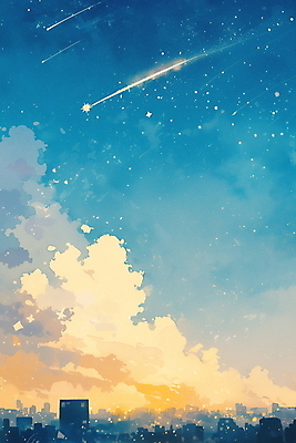 JPG 구름 여유 일러스트 자연 하늘 사람없음 파란색 평화 고요 유성 청명 국내일러스트 AI일러스트 AI콘텐츠 자연요소 감정 컬러 컨셉 생태계 파일형식