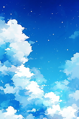 JPG 구름 여유 일러스트 자연 밤하늘 하늘 풍경 사람없음 파란색 평화 고요 청명 국내일러스트 AI일러스트 AI콘텐츠 자연요소 감정 컬러 컨셉 야간 생태계 파일형식