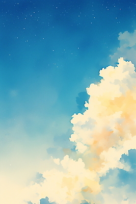 JPG 구름 여유 일러스트 자연 하늘 풍경 사람없음 파란색 평화 고요 청명 국내일러스트 AI일러스트 AI콘텐츠 자연요소 감정 컬러 컨셉 생태계 파일형식