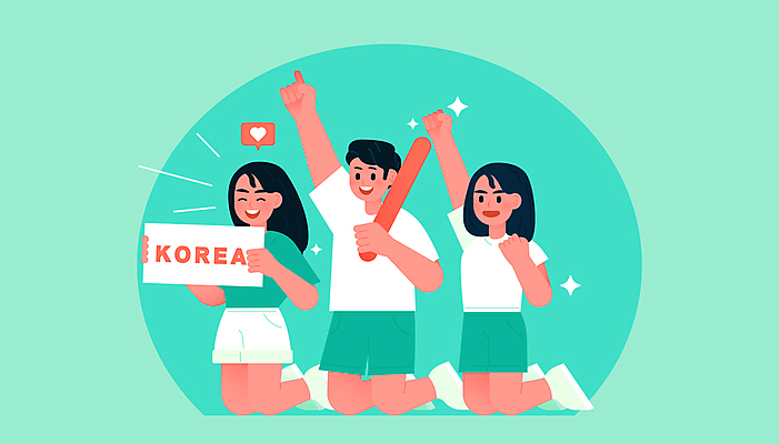 전신 여자 남자 행복 스포츠 일러스트 응원 미소 들기 성인 세명 초록색 반짝임 손들기 외침 기쁨 응원용품 깃발 팬 무릎꿇기 즐거움 열정 기념품 성인만 응원봉 국내일러스트 AI파일 감정 컬러 모션 표정 사람 소리 오브젝트 파일형식 벡터