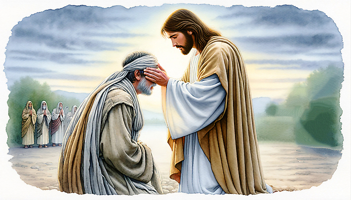 JPG 남자 기독교 일러스트 수채화 여러명 상반신 성인 기도 예수 기적 성화 성인남자만 국내일러스트 AI일러스트 AI콘텐츠 종교 다수 사람 신_종교 남자만 성인만 파일형식