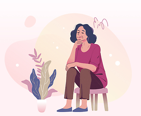 전신 식물 여자 화분 분홍색 중년 의자 일러스트 의학 한명 앉기 눈감음 환자 고민 갱년기 여성질환 증상 중년여자한명만 국내일러스트 AI파일 1 감정 컬러 가구 모션 사람 성인 질병 여자한명만 중년여자만 파일형식 벡터