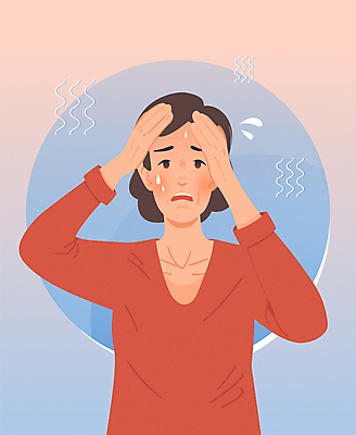 여자 중년 일러스트 의학 한명 상반신 환자 뜨거움 땀 체온 갱년기 발열 여성질환 증상 손짚기 중년여자한명만 국내일러스트 AI파일 1 사람 손짓 성인 질병 여자한명만 중년여자만 파일형식 벡터