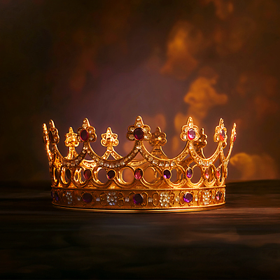 JPG 편집이미지 왕관 사람없음 주황색 화려 황금 보석 오브젝트 편집실사 AI포토 AI콘텐츠 컬러 컨셉 광석 CG 파일형식
