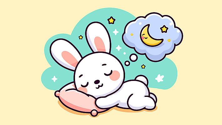일러스트 베개 사람없음 일상 꿈 달 잠 토끼캐릭터 벡터 국내일러스트 AI파일 자연요소 동물캐릭터 침구 라이프 토끼 파일형식