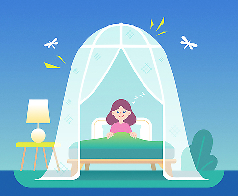 라이프스타일 여자 어린이 일러스트 휴식 실내 한명 소녀 파란색 여름휴가 침대 시원함 극복 모기 모기장 숙면 소녀한명만 국내일러스트 AI파일 1 컬러 가구 컨셉 휴가 사람 내부 생활 잠 해충 여자한명만 소녀만 파일형식 벡터 여름_계절