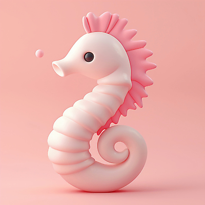 JPG 아이콘 분홍색 사람없음 여름 3D아이콘 3D소스 3D 해마 AI컴퓨터그래픽 AI콘텐츠 계절 컬러 바다동물 디지털합성 파일형식