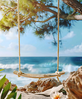 JPG 나무 편집이미지 파도 휴가 나뭇잎 해변 사람없음 여름 햇빛 그네 휴양지 야자수잎 열대꽃 편집소스 편집실사 AI포토 AI콘텐츠 식물 계절 꽃 바다 잎 태양 장소 CG 파일형식