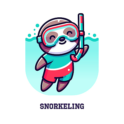 바다 동물캐릭터 일러스트 물놀이 사람없음 물 여름 귀여움 수영 스노클링 스노클링용품 나무늘보 일러캐릭터 AI파일 자연요소 동물 캐릭터 계절 스포츠용품 컨셉 놀이 수상스포츠 파일형식 벡터