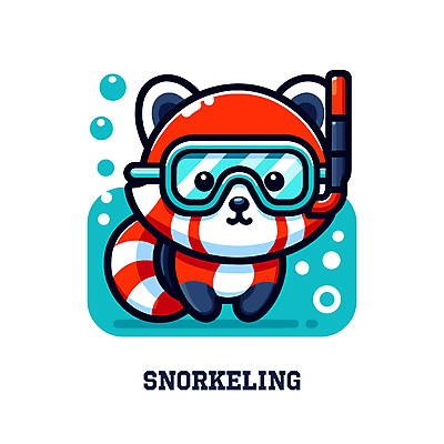 바다 동물캐릭터 일러스트 물놀이 사람없음 물 여름 귀여움 수영 스노클링 스노클링용품 레서판다 일러캐릭터 AI파일 자연요소 동물 캐릭터 계절 스포츠용품 컨셉 포유류 놀이 수상스포츠 파일형식 벡터