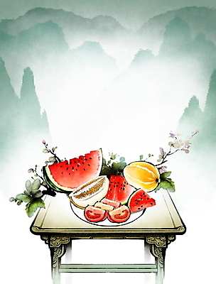 PSD 접시 조각 토마토 일러스트 탁자 붓터치 단면 나뭇잎 산 수박 풍경 사람없음 여름 나뭇가지 덩굴 동양화 언덕 번짐 참외 카피스페이스 국내일러스트 나무 식물 식기 계절 가구 잎 채소 과일 미술 공백 파일형식 효과