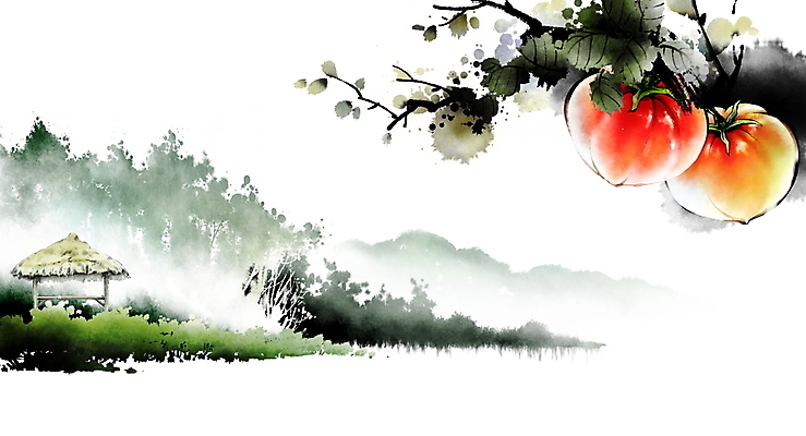PSD 토마토 일러스트 붓터치 나뭇잎 산 풍경 사람없음 여름 나뭇가지 덩굴 동양화 번짐 원두막 카피스페이스 국내일러스트 나무 식물 계절 잎 채소 미술 공백 파일형식 효과