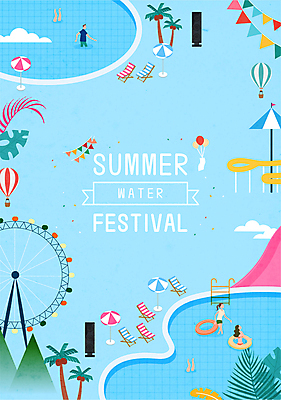 전신 여자 남자 하늘색 잎 일러스트 수영장 이벤트 성인 신체부위 세명 여름 야자수 축제 스피커 다리 파라솔 놀이기구 선베드 대관람차 튜브 가랜드 워터슬라이드 워터파크 성인만 국내일러스트 AI파일 나무 식물 계절 음향기기 의자 사람 파란색 파티용품 파일형식 벡터