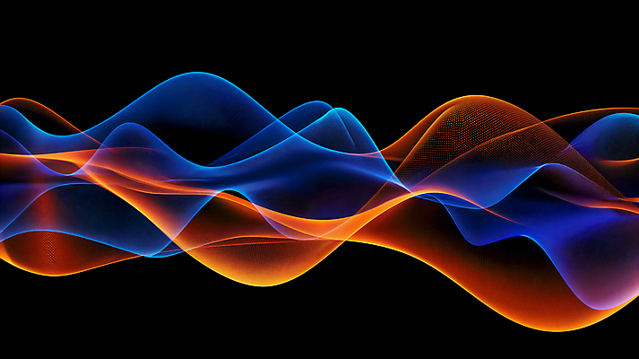 JPG 편집이미지 물결 곡선 사람없음 파란색 빛 주황색 파동 겹침 편집실사 AI컴퓨터그래픽 AI콘텐츠 선 컬러 순간포착 CG 파일형식