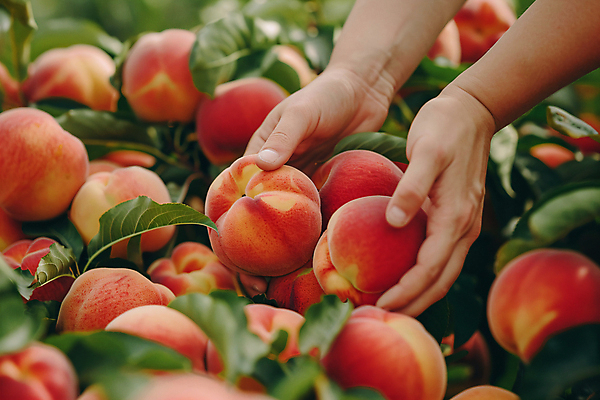 JPG 편집이미지 손 남자 잎 한명 성인 신체부위 여름 농장 수확 신선 잡기 체험 과수원 디지털합성 복숭아 성인남자한명만 편집실사 AI인물포토 AI콘텐츠 식물 1 계절 컨셉 농업 과일 모션 사람 CG 남자한명만 성인남자만 파일형식 AI포토