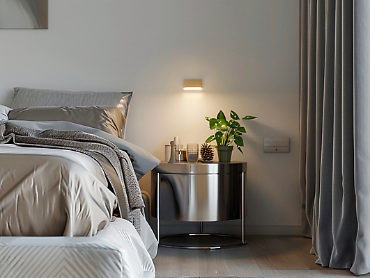 JPG 식물 편집이미지 라이프스타일 화분 탁자 조명 사람없음 빛 인테리어 유행 금속 이불 침대 커튼 디지털합성 오브젝트 편집실사 AI포토 AI콘텐츠 디자인 가구 침구 재질 생활 CG 파일형식