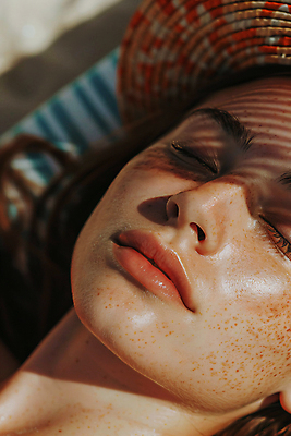 JPG 편집이미지 여자 관리 그림자 한명 상반신 성인 해변 여름 햇빛 뷰티 눈감음 피부 디지털합성 기미 피부과 의료성형뷰티 성인여자한명만 편집실사 AI인물포토 AI콘텐츠 1 계절 바다 모션 병원 사람 신체부위 태양 CG 여자한명만 성인여자만 파일형식 AI포토