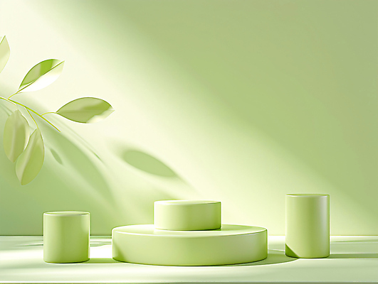 JPG 편집이미지 잎 그림자 사람없음 초록색 햇빛 원형 합성 단상 포디움 편집실사 AI포토 AI콘텐츠 도형 식물 컬러 태양 무대 CG 파일형식