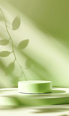 JPG 편집이미지 잎 그림자 사람없음 초록색 햇빛 원형 합성 단상 포디움 편집실사 AI포토 AI콘텐츠 도형 식물 컬러 태양 무대 CG 파일형식