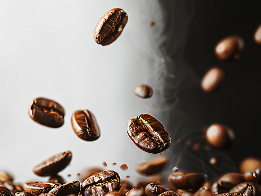 JPG 편집이미지 커피 사람없음 검은색 원두 흰색 합성 스플래쉬 편집실사 AI컴퓨터그래픽 AI콘텐츠 음료 컬러 CG 파일형식