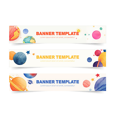 템플릿 배너 배너템플릿 가로배너 지구 과학 학교 수채화 초등학교 사람없음 컬러풀 우주 유치원 행성 로켓 현수막 원형 배너세트 AI파일 도형 교육 컬러 가로 세트 파일형식 벡터