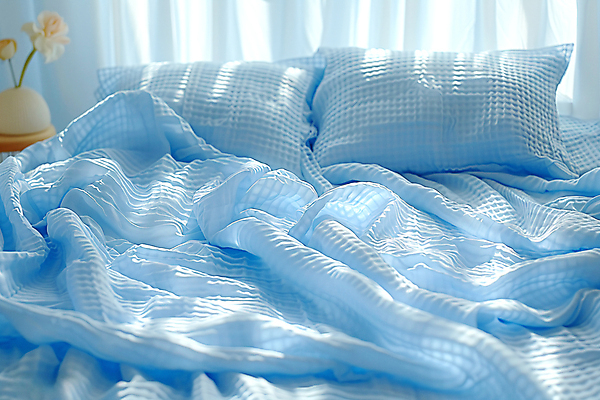 JPG 편집이미지 하늘색 베개 침구 사람없음 여름 햇빛 꽃병 침실 이불 커튼 디지털합성 소재 편집실사 AI포토 AI콘텐츠 계절 꽃 파란색 태양 CG 파일형식