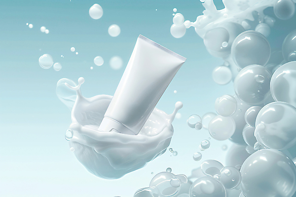 JPG 편집 편집이미지 사람없음 파란색 뷰티 거품 합성 물기포 클렌징폼 튜브용기 편집실사 AI컴퓨터그래픽 AI콘텐츠 컬러 용기_그릇 CG 세안용품 파일형식