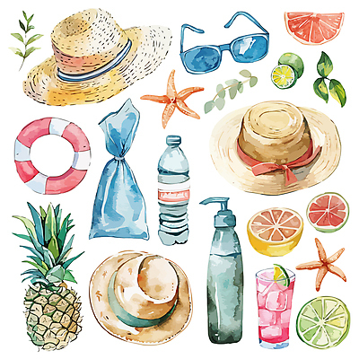 모자 음료 잎 일러스트 비닐봉투 잔 불가사리 바캉스용품 사람없음 여름휴가 선글라스 레몬 자몽 파인애플 오브젝트 라임 페트병 튜브 공병 복잡 엘리먼트 국내일러스트 AI파일 식물 식기 잡화 안경 컨셉 과일 휴가 봉투 극피동물 열대과일 병_담는 파일형식 벡터 여름_계절