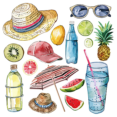 모자 음료 일러스트 잔 수박 바캉스용품 키위 빨대 사람없음 여름휴가 선글라스 파라솔 병 레몬 자몽 파인애플 오브젝트 라임 복잡 엘리먼트 국내일러스트 AI파일 식기 잡화 안경 컨셉 과일 휴가 열대과일 파일형식 벡터 여름_계절