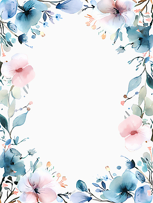JPG 꽃 잎 일러스트 프레임 사람없음 파란색 화려 카피스페이스 국내일러스트 AI일러스트 AI콘텐츠 식물 컬러 컨셉 공백 파일형식