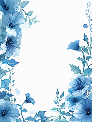 JPG 꽃 잎 일러스트 프레임 사람없음 파란색 화려 카피스페이스 국내일러스트 AI일러스트 AI콘텐츠 식물 컬러 컨셉 공백 파일형식