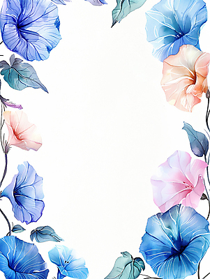 JPG 꽃 잎 일러스트 프레임 사람없음 파란색 화려 카피스페이스 국내일러스트 AI일러스트 AI콘텐츠 식물 컬러 컨셉 공백 파일형식