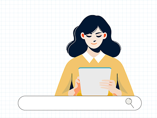 여자 인터넷 일러스트 비즈니스 돋보기 미래 한명 들기 상반신 성인 태블릿 눈감음 웹서핑 업무 검색 검색창 성인여자한명만 국내일러스트 AI파일 1 컨셉 모션 사람 전자제품 스마트기기 작업 여자한명만 성인여자만 파일형식 벡터