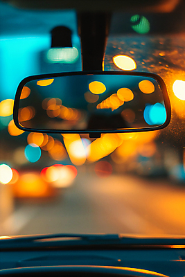 JPG 편집이미지 도로 자동차 거리 사람없음 거울 분위기 야간 보케 백미러 편집실사 AI포토 AI콘텐츠 자연요소 길 육상교통 컨셉 교통시설 CG 파일형식