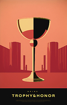 PSD 편집이미지 포스터 분홍색 타이포그라피 사람없음 도시 우승 빈티지 수상_상을받음 상패 트로피 명예 시상 이미지편집 문자 컬러 컨셉 최고 상_우승 파일형식